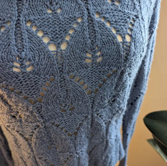 Lace Knit Blue Sweater - Picture 2 of 13